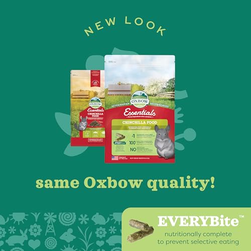 Oxbow Essentials Chinchilla — prébiotiques et minéraux visibles sur l'étiquette.