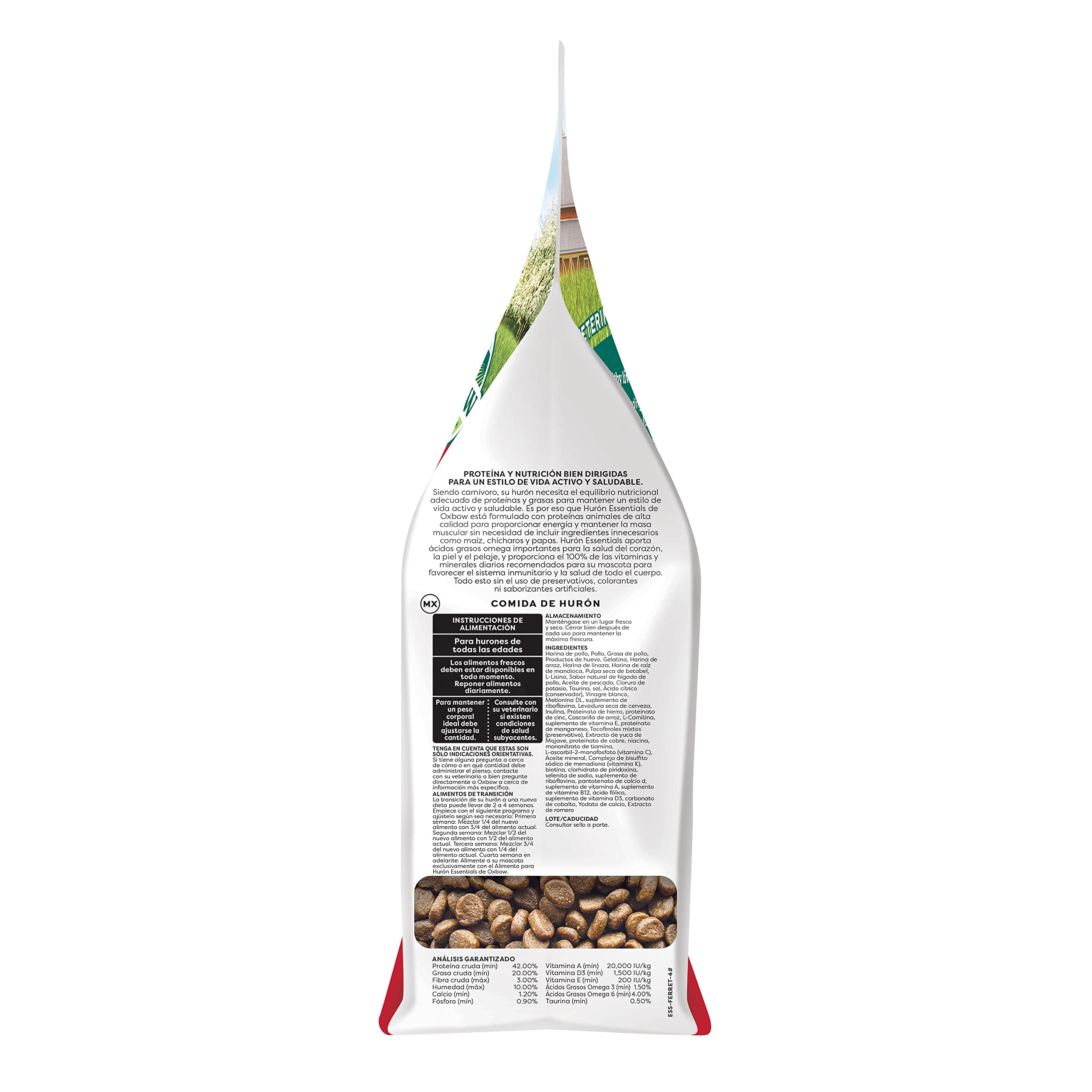 Oxbow Essentials Ferret Food – protéines animales au premier plan pour muscles et énergie.