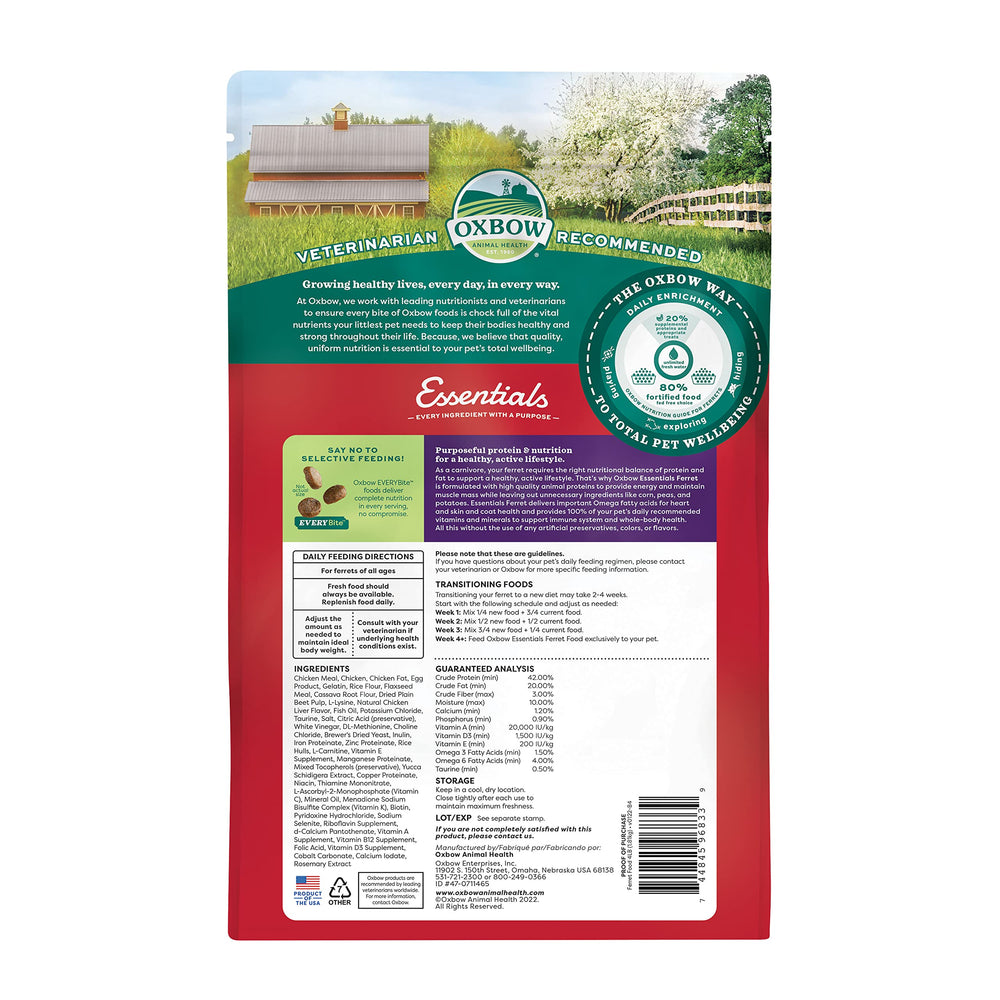 Oxbow Essentials Ferret Food – croquettes petites et faciles à mâcher pour les furets.