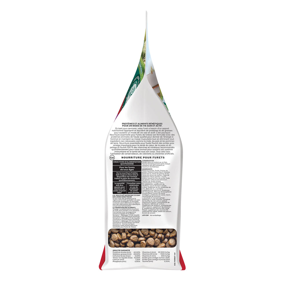 Oxbow Essentials Ferret Food – taurine et acides gras pour cœur sain et pelage brillant.