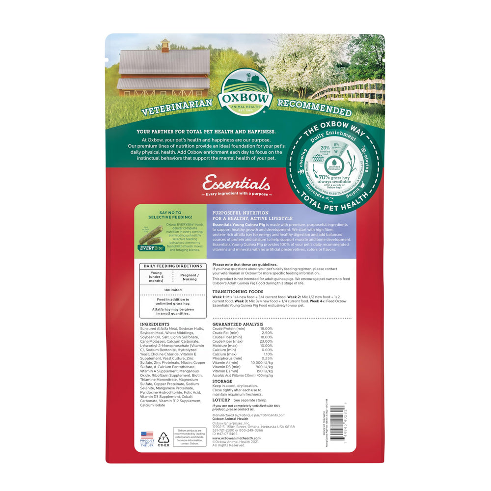 Oxbow Essentials granules cobaye jeune visuellement homogènes.