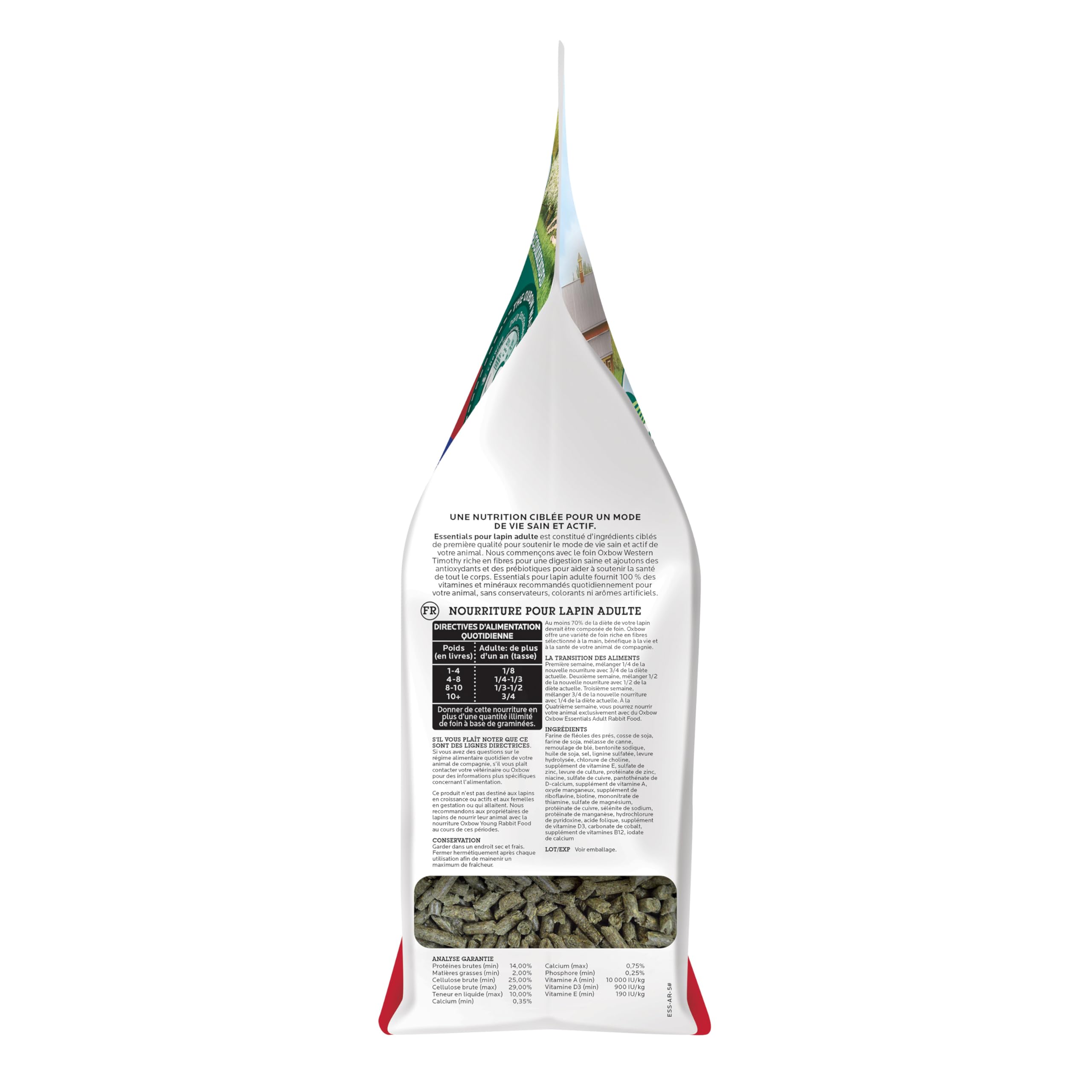 Oxbow Essentials Lapin contenu-qualite: foin Timothy et pellets équilibrés.