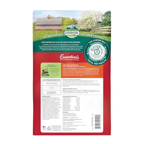 Oxbow Essentials pellets cobaye adulte favorisent une alimentation homogène.