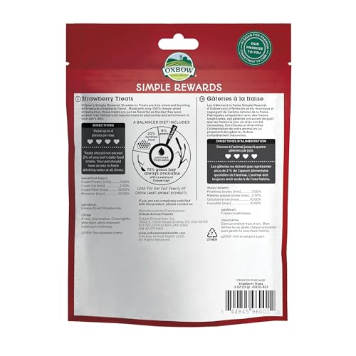 Oxbow fraises lyophilisées: tranches croustillantes pour lapins et cochons d'inde.