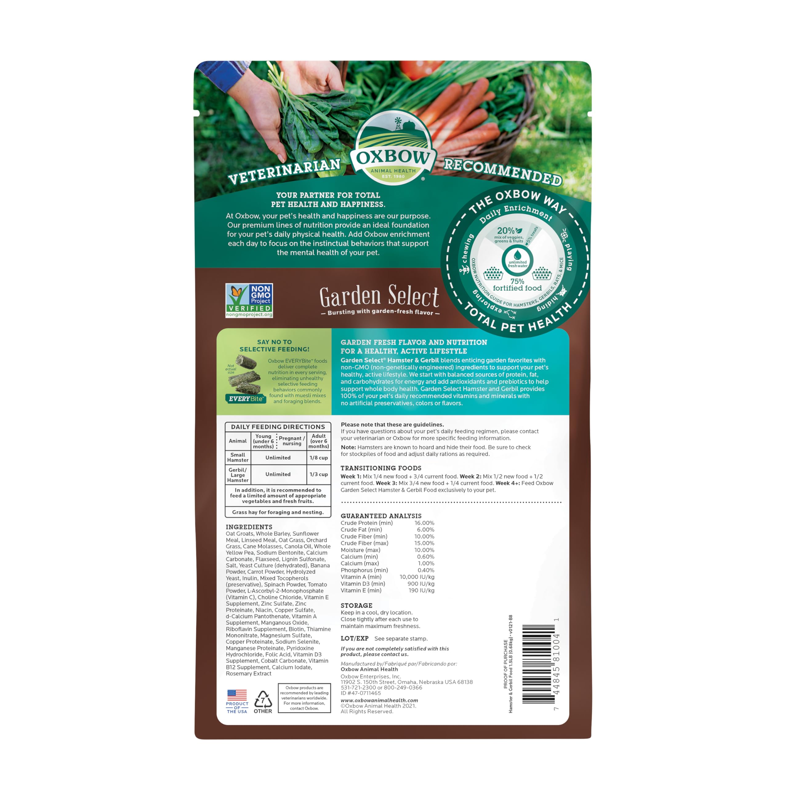 Foin timothy inclus dans les granulés Garden Select, favorisant la mastication et l'enrichissement.
