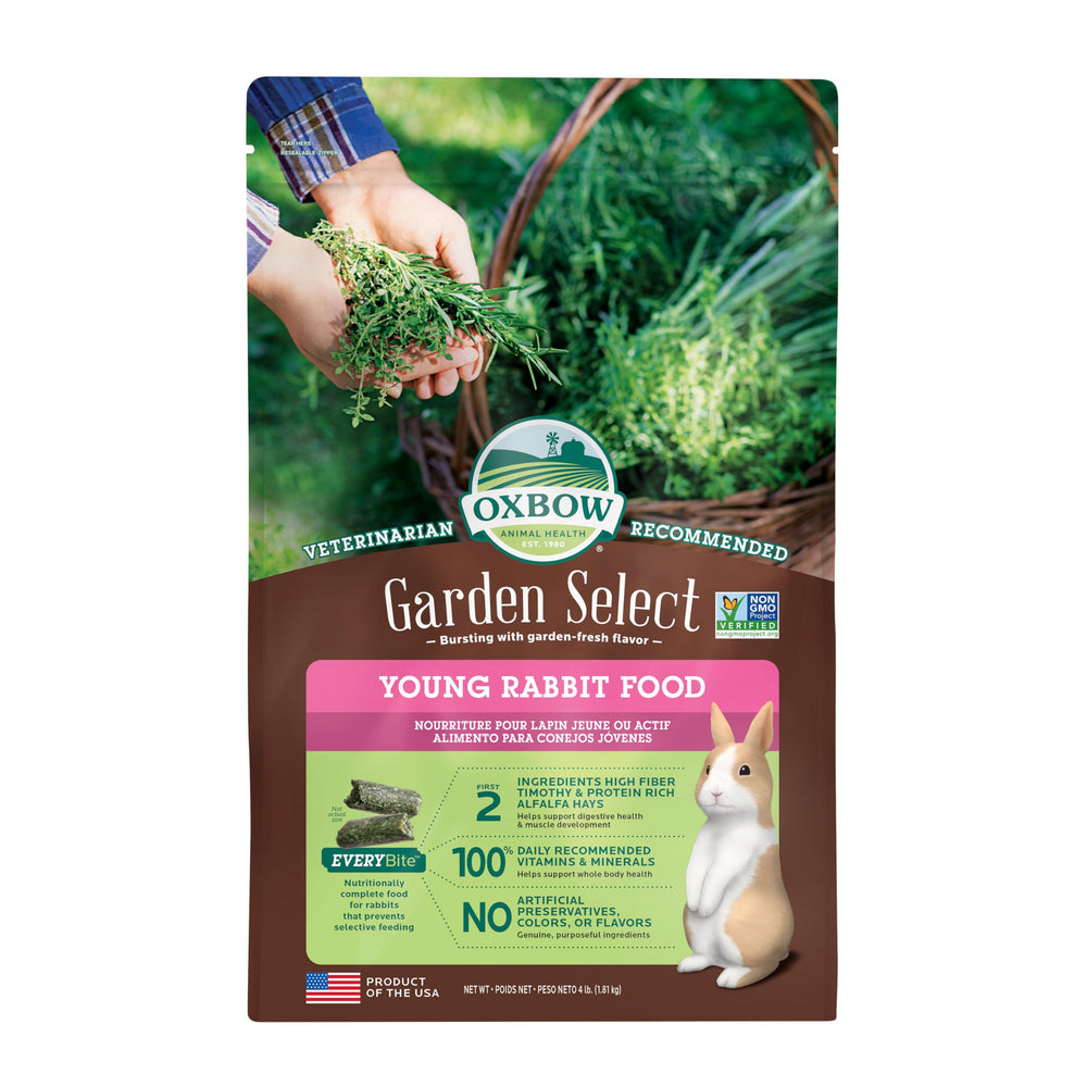 Oxbow Garden Select jeune lapin granulés: nutrition complète pour la croissance et l'énergie.