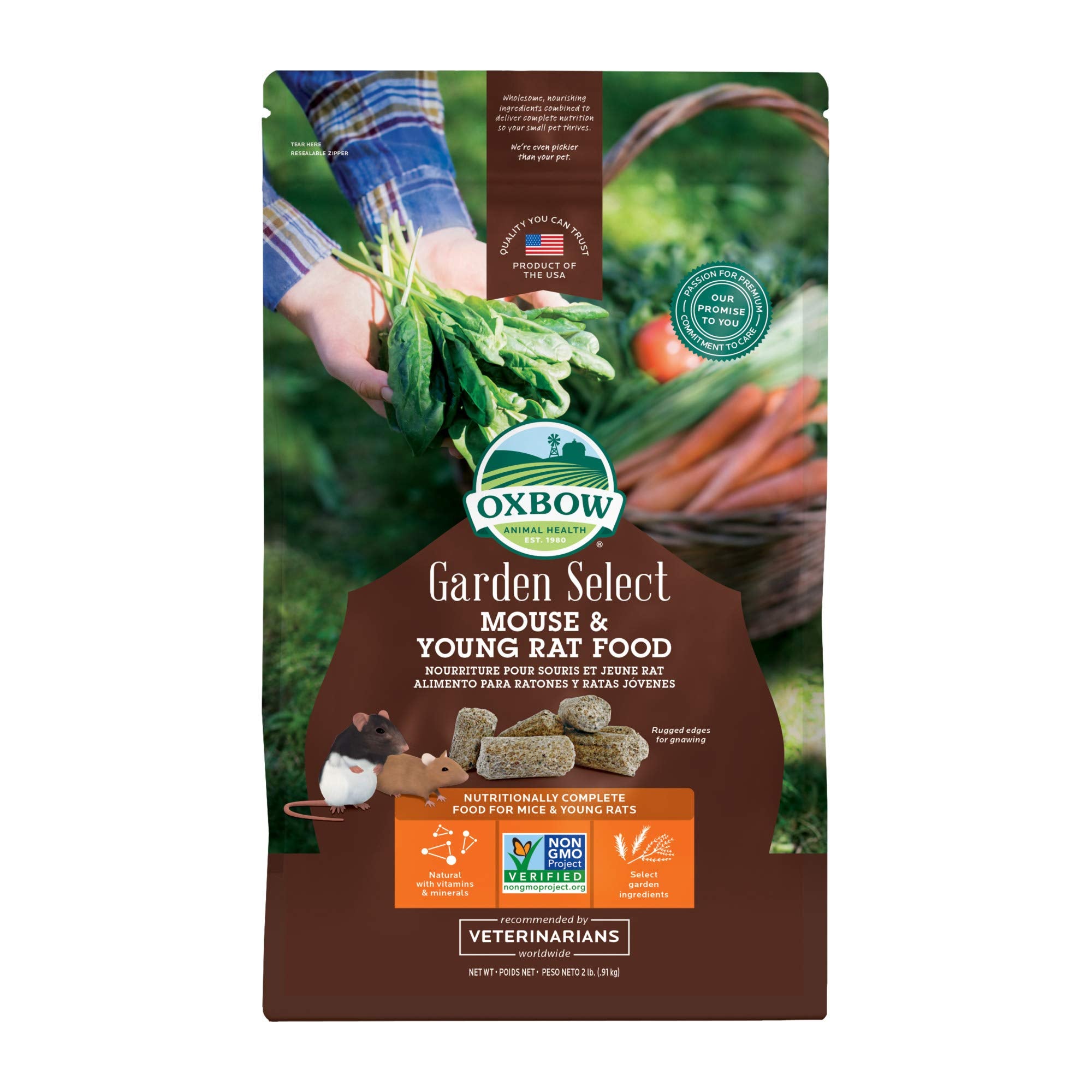 Oxbow Garden Select pellets uniformes offrent nutrition complète pour jeunes souris et rats.