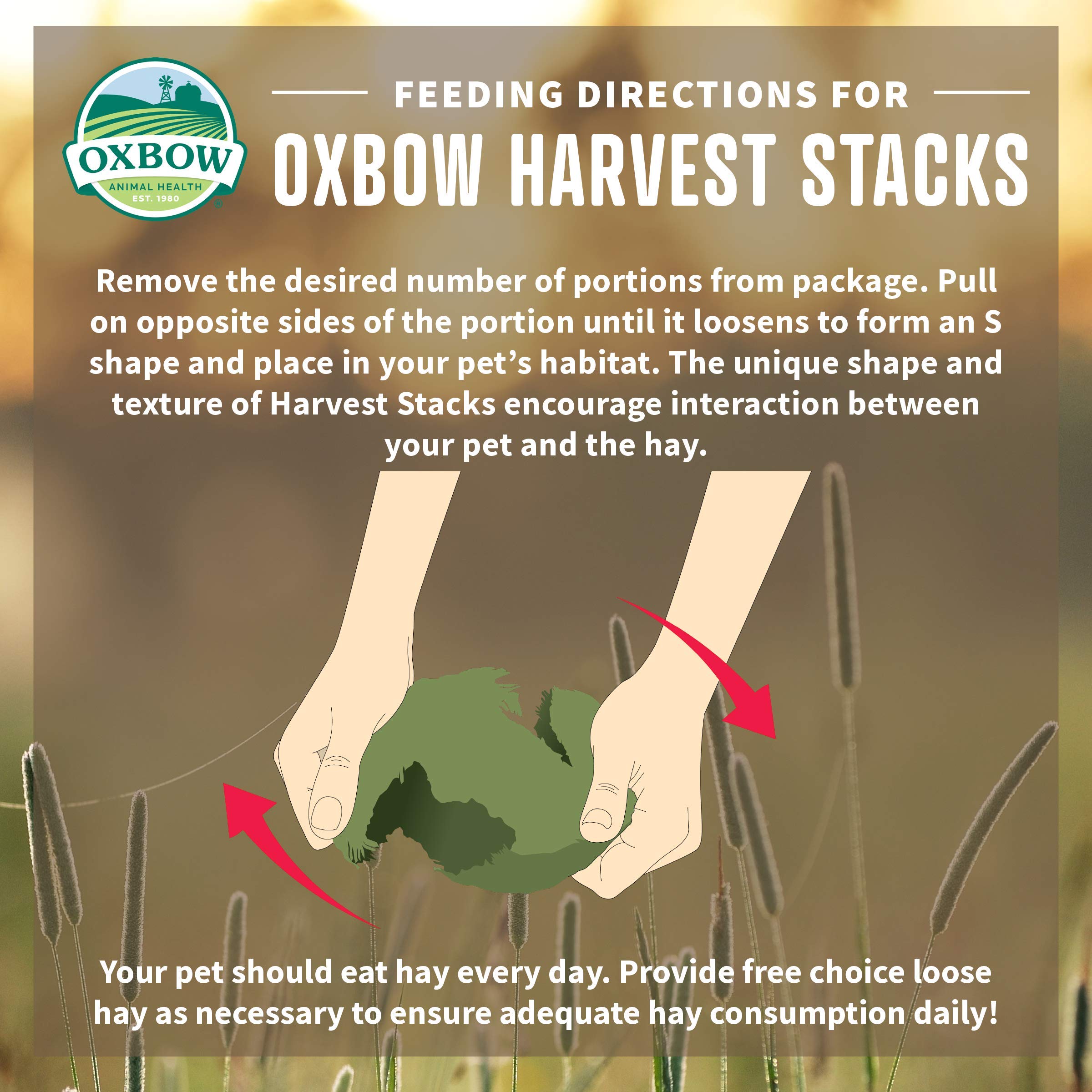 Oxbow Harvest Stacks portion pratique, facile à partager dans la cage.