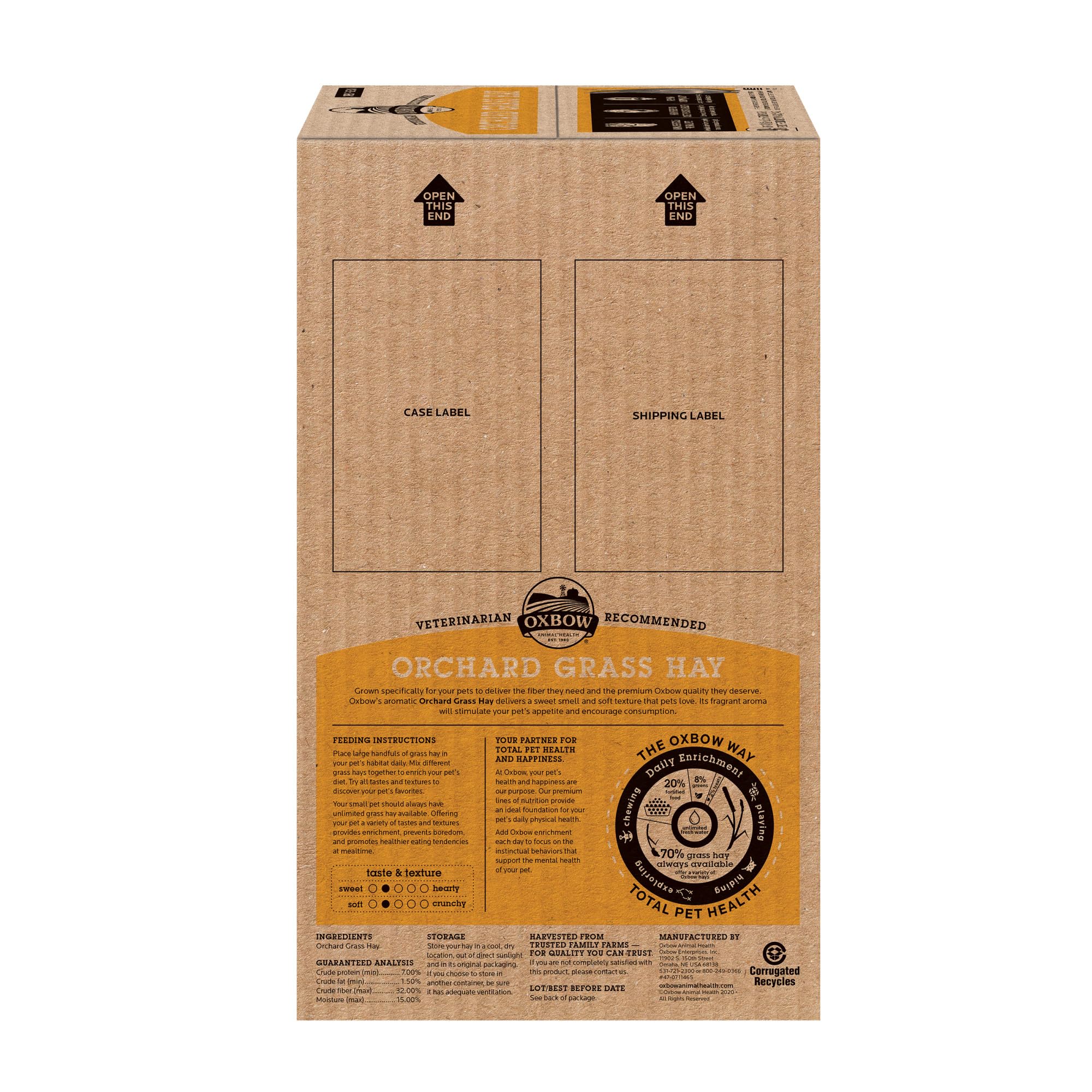 Oxbow foin d'herbe de verger: composition naturelle sans additifs.