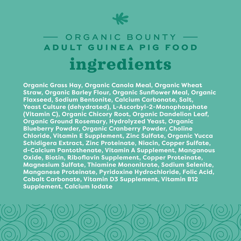 Oxbow Organic Bounty: base de foin Timothy renforçant la digestibilité.