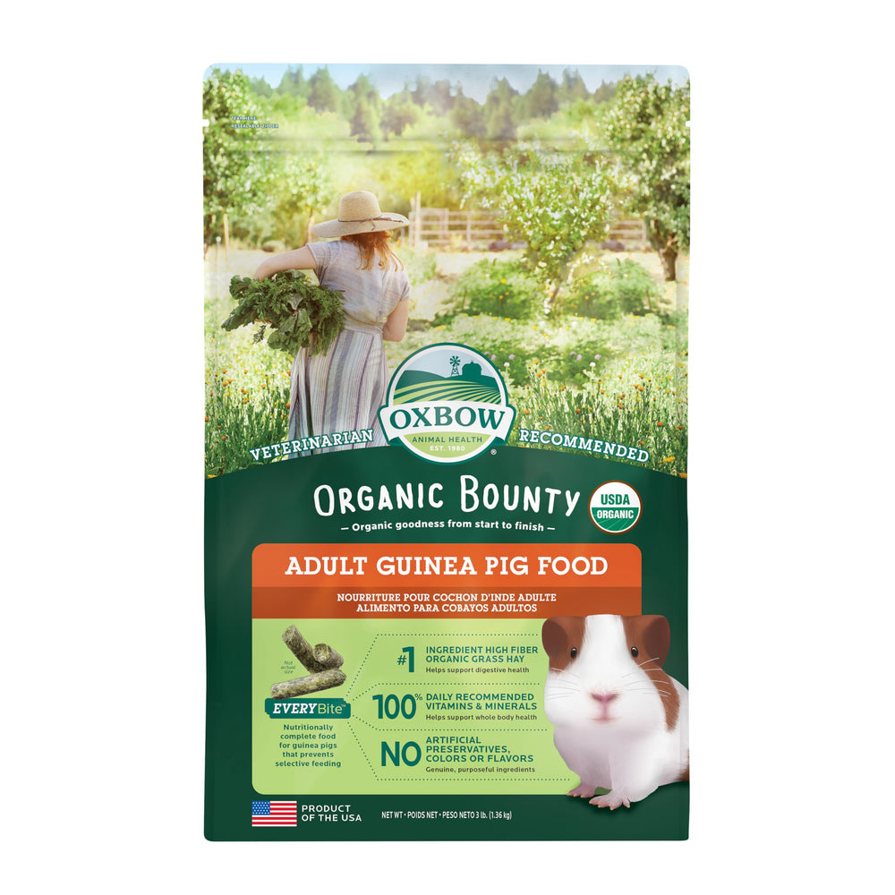 Oxbow Organic Bounty: pellets pour cochon d’Inde, fibre élevée.