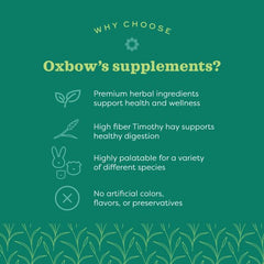 Oxbow Papaya Support — foin de timothy, base fibreuse pour la digestion.