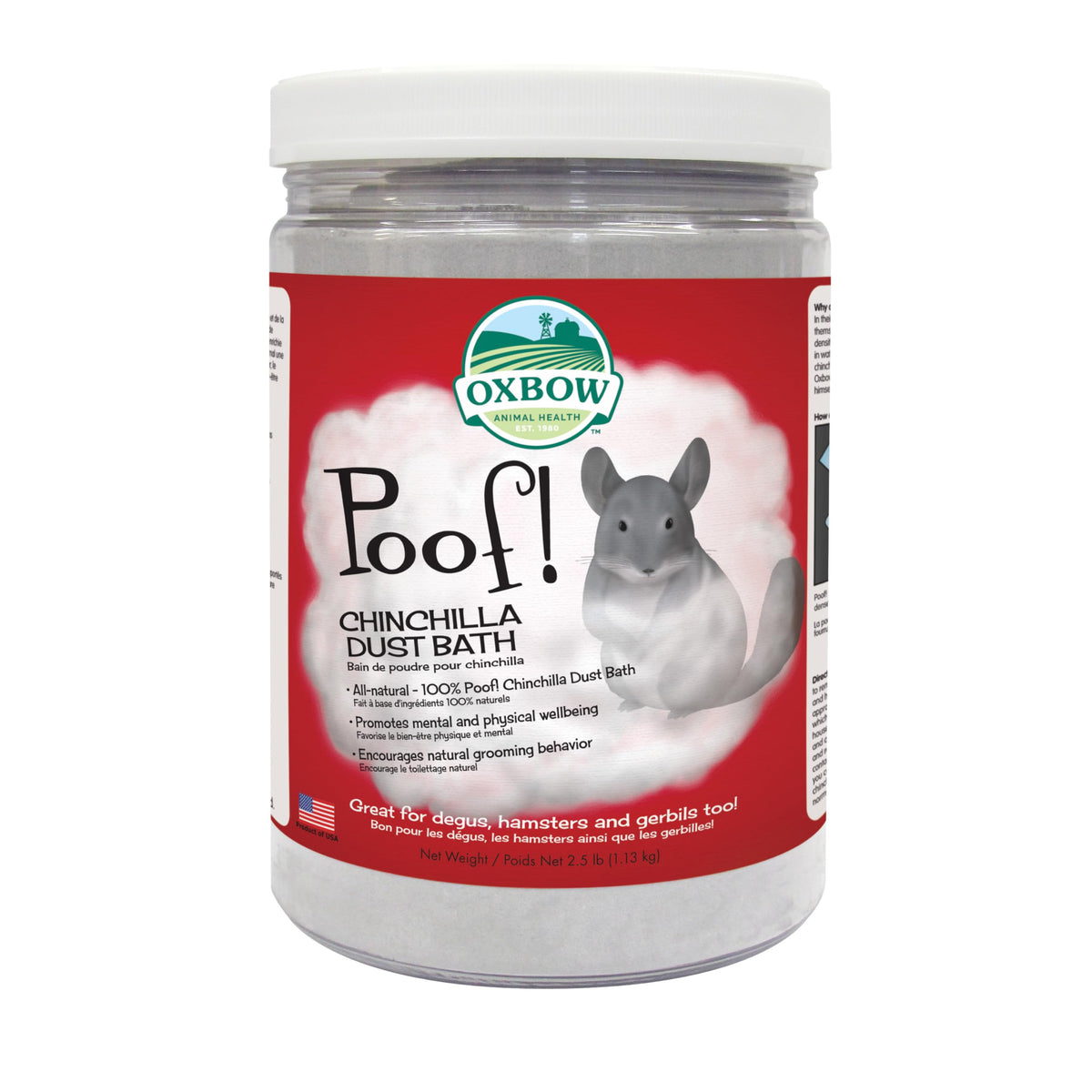 Oxbow POOF! bocal poudre bleue beauté pour le pelage naturel.
