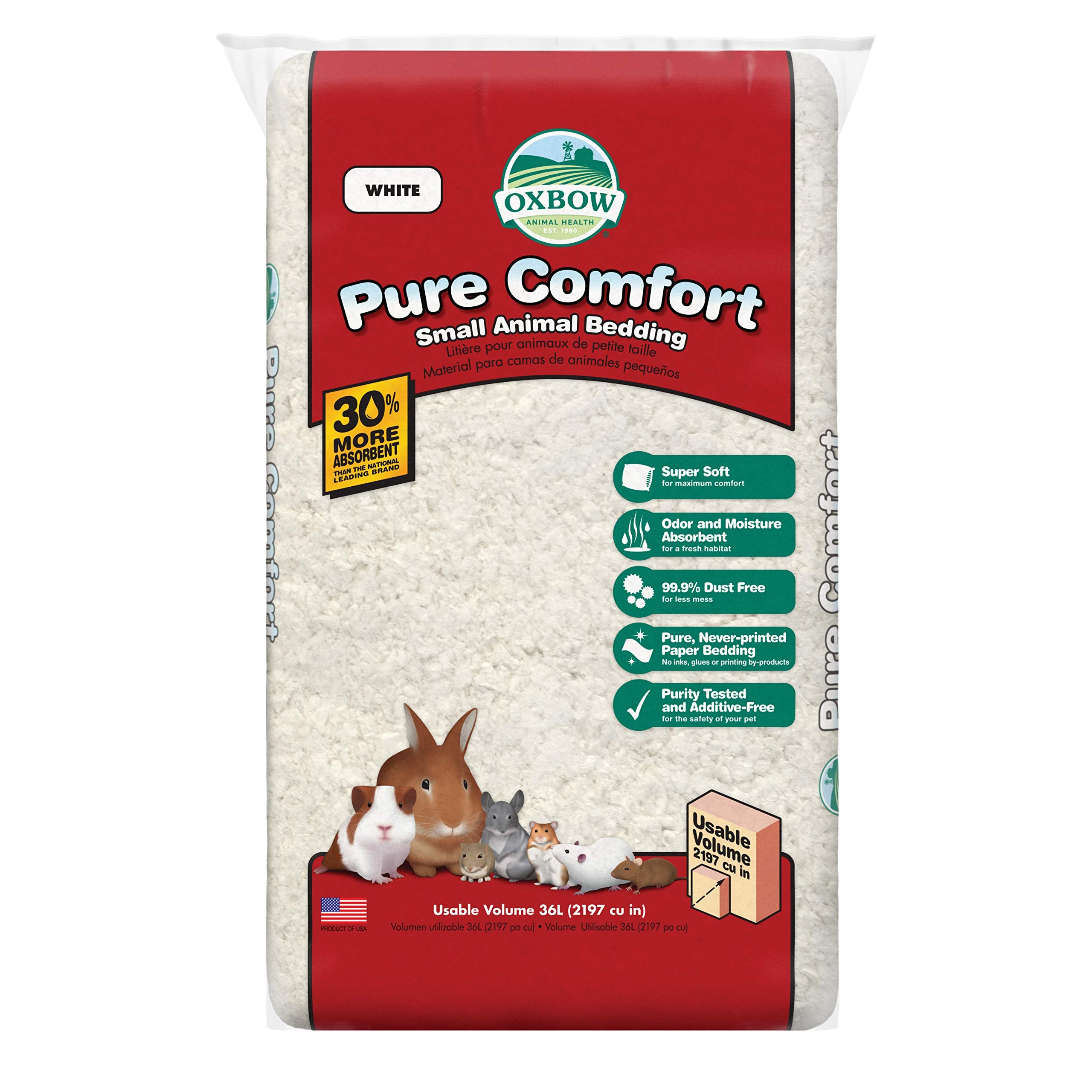 Litier Oxbow Pure Comfort pour lapin : absorption et douceur.