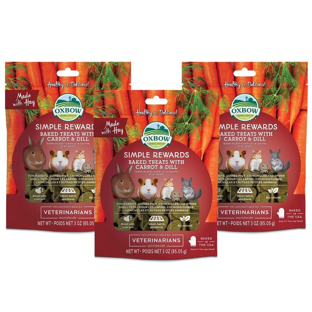 Oxbow Simple Rewards carotte-aneth – emballage clair, récompense quotidienne pour petits animaux.