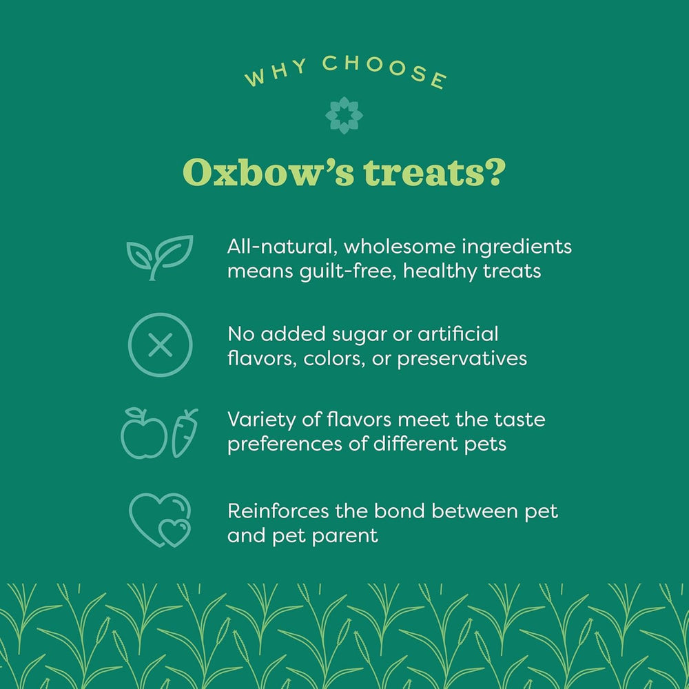 Ingrédients Oxbow: foin Timothy et carotte pour une collation naturelle.
