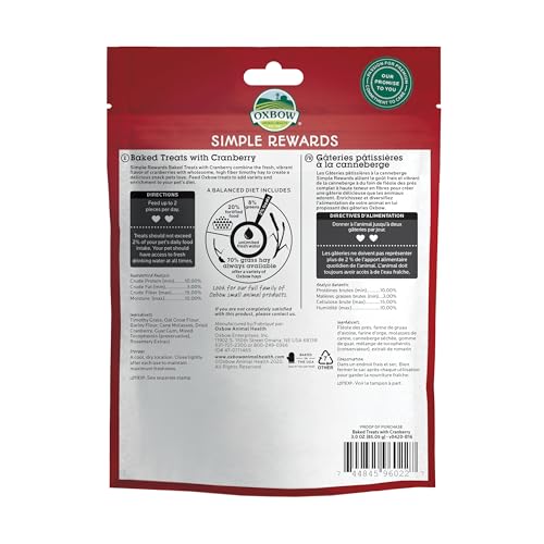 Oxbow Simple Rewards friandises canneberge pour cobaye, option saine