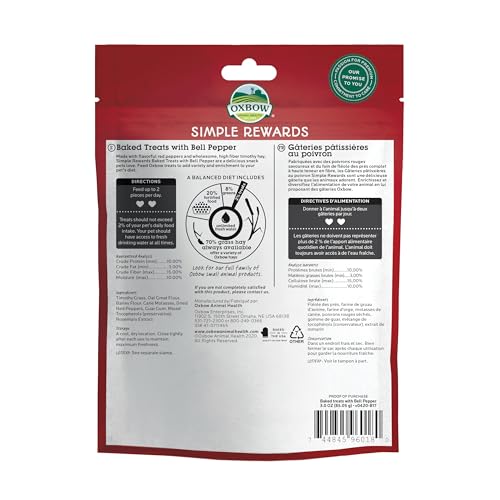 Oxbow Simple Rewards : tranches poivron et foin, délicieuses et riches en fibres.