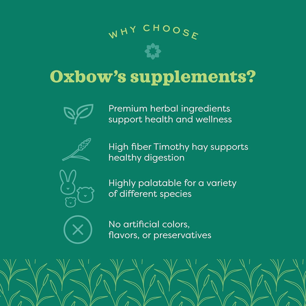 Oxbow Soutien Urinaire Naturel – cobaye, sachet, fibre élevée pour la digestion.