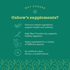 Oxbow Soutien Urinaire Naturel – cobaye, sachet, fibre élevée pour la digestion.