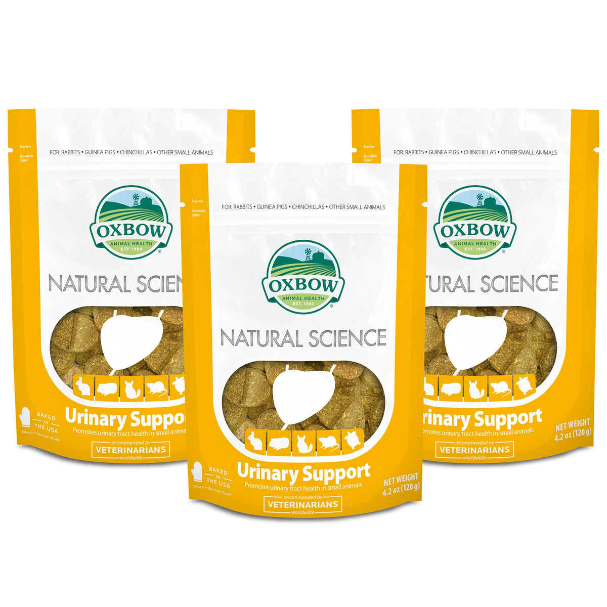 Oxbow Soutien Urinaire Naturel pour Lapin – sachet, soutien potentiel pour l’hygiène urinaire.