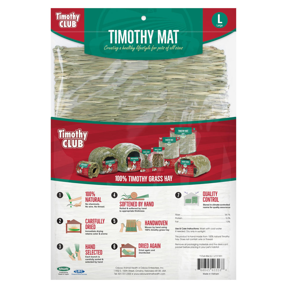 Tapis Oxbow Timothy Hay Mat à mâcher, stimulation dentaire potentielle.