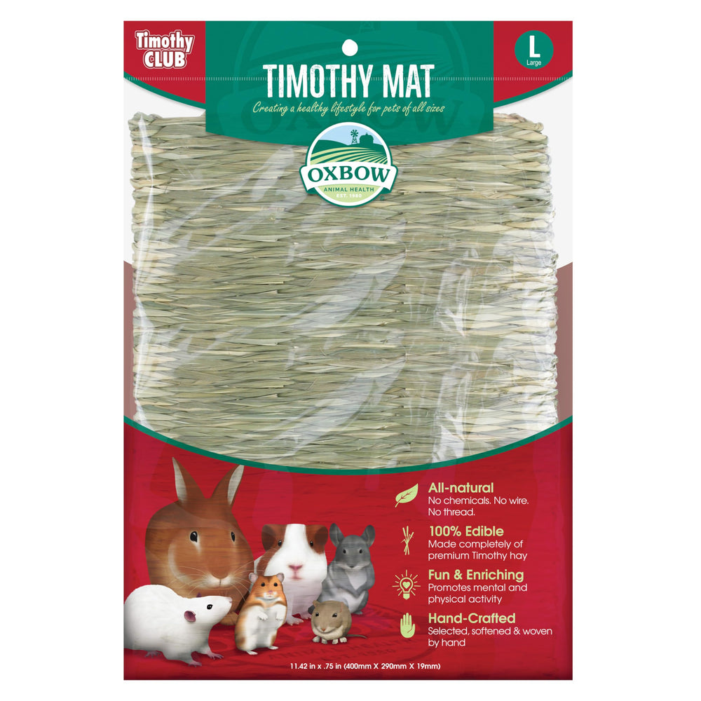 Tapis Oxbow Timothy Hay Mat à plat, surface confortable et comestible.