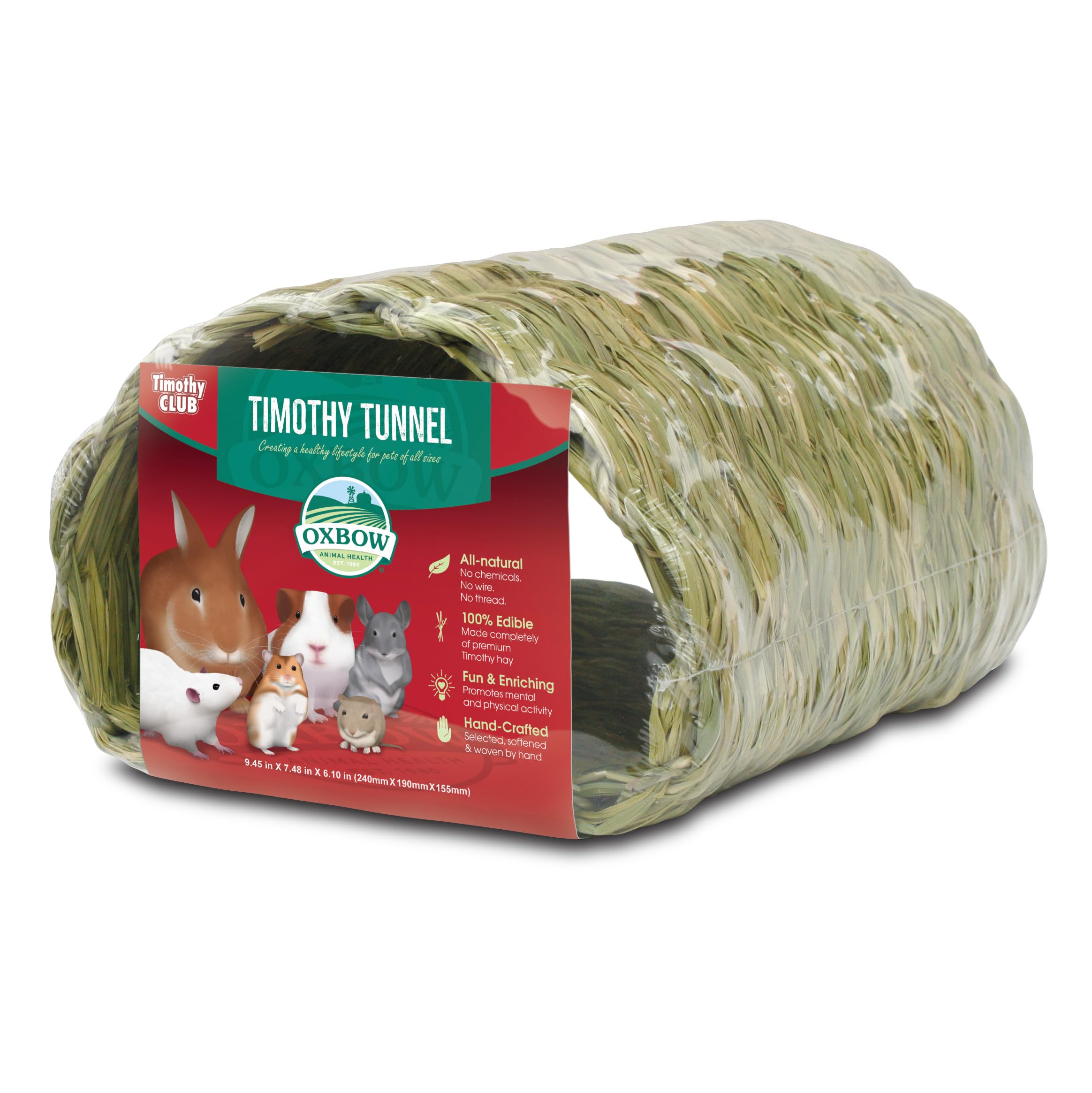 Oxbow Timothy Hay Tunnel ouvert, refuge naturel pour petits animaux.