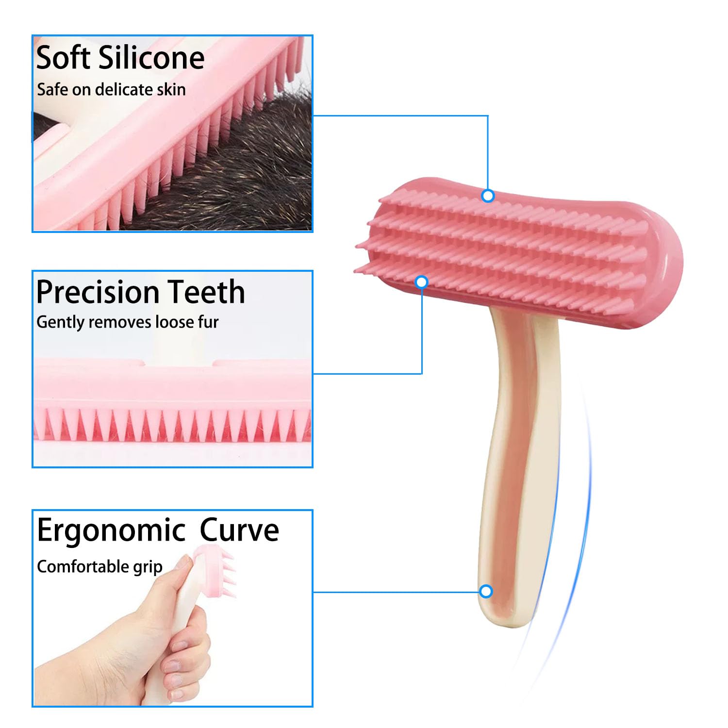Brosse Oxiros en silicone douce pour chinchilla, massage relaxant.