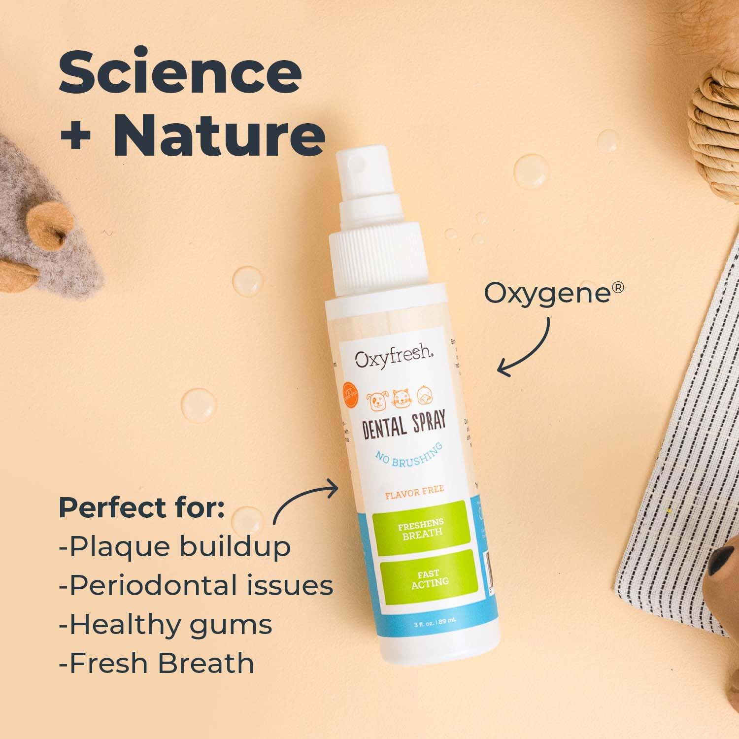 Oxyfresh-eau-additif-dentaire : peut être ajouté à l'eau pour entretien quotidien.