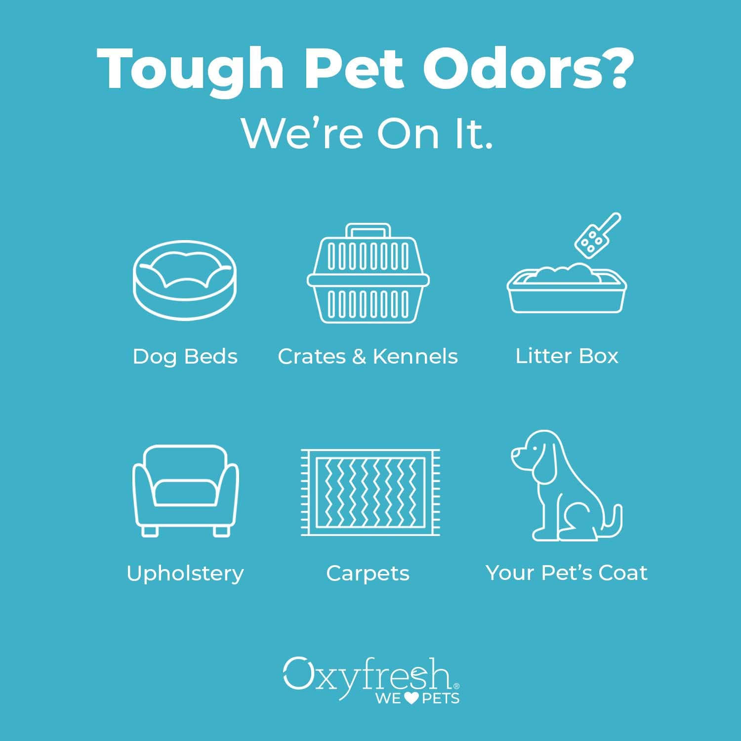 Oxyfresh: élimination des odeurs chiens et chats sur textiles.