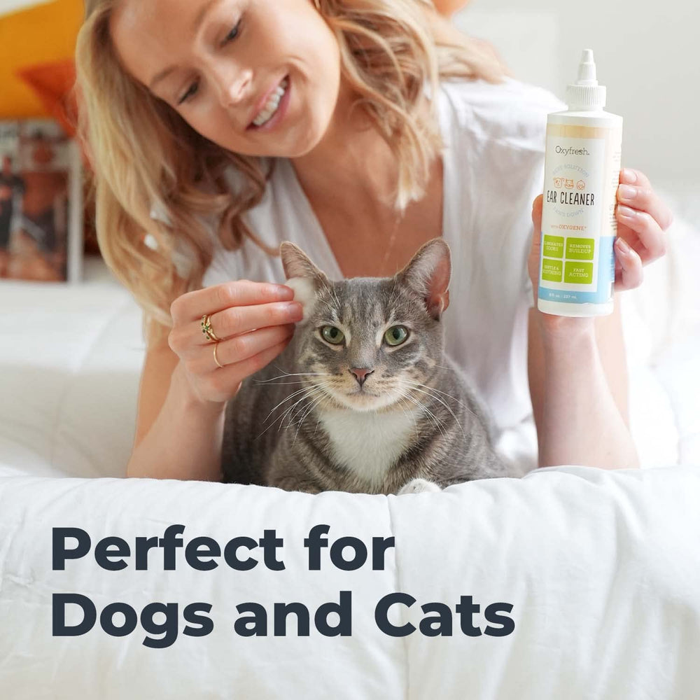 Oxyfresh, soin des oreilles pour animaux heureux et confortables.