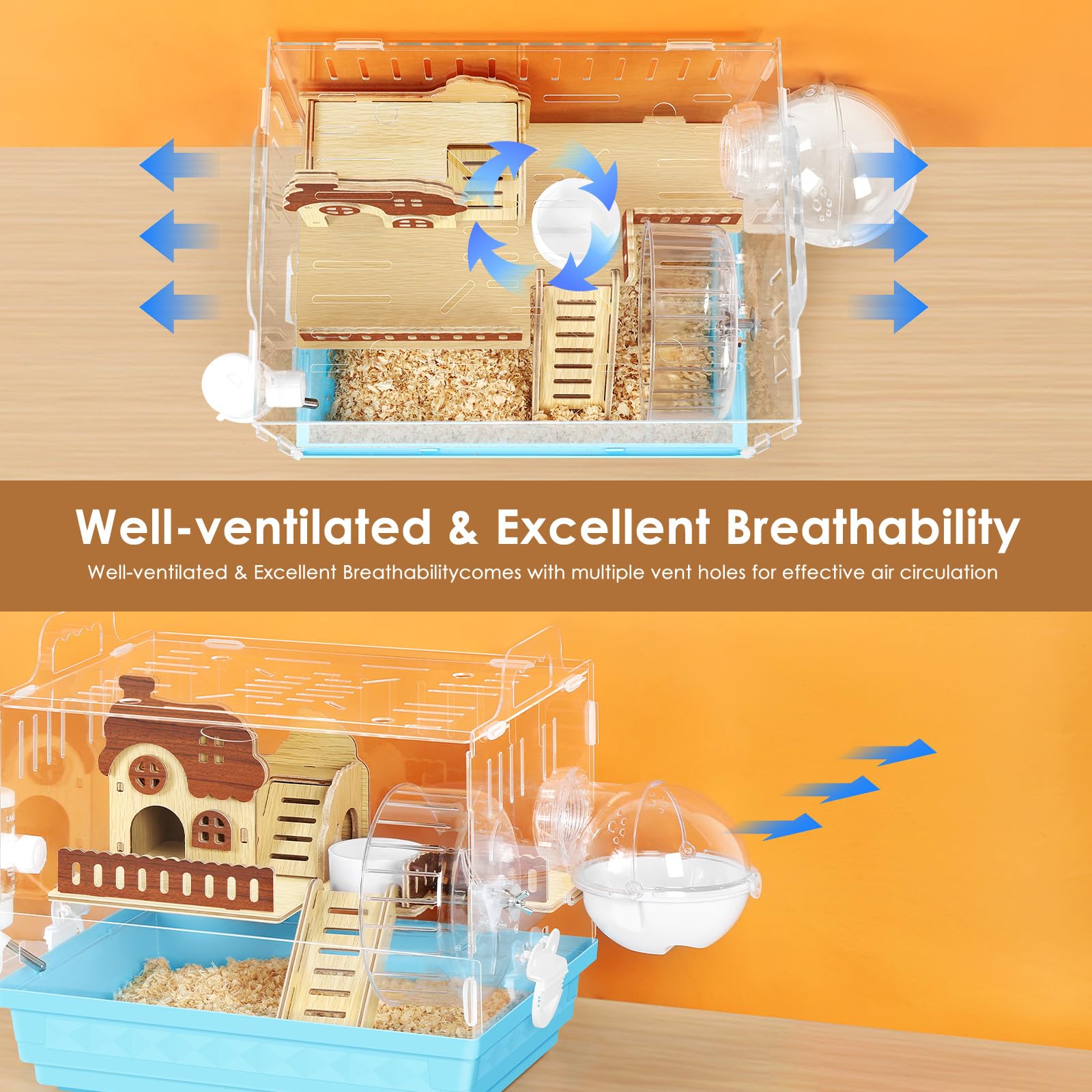 Escalier 13 cm inclus avec la cage OYEAL pour faciliter les trajets.