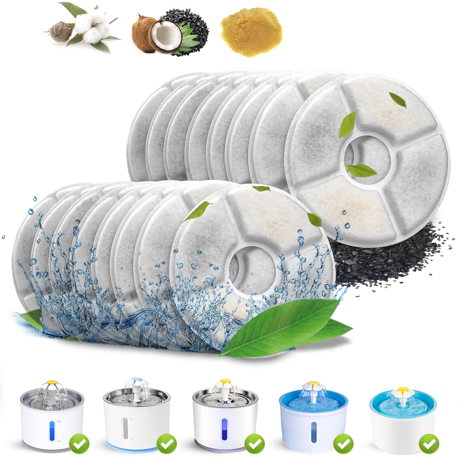 Filtre OYES rond 81oz pour fontaine chat, eau plus propre et goût amélioré.