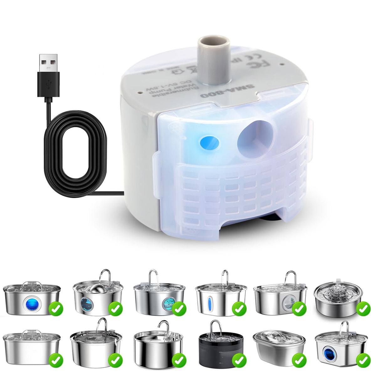 Pompe SMA-800 d'OYES, base immergée, remplacement direct avec débit constant.