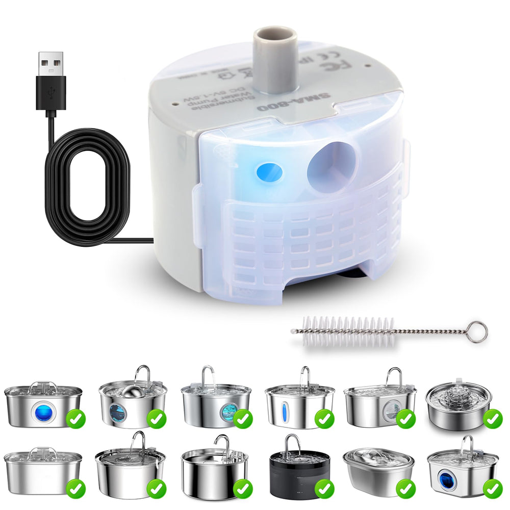 Pompe OYES SMA-800 pour fontaine de chat, emplacement bas, flux fluide.