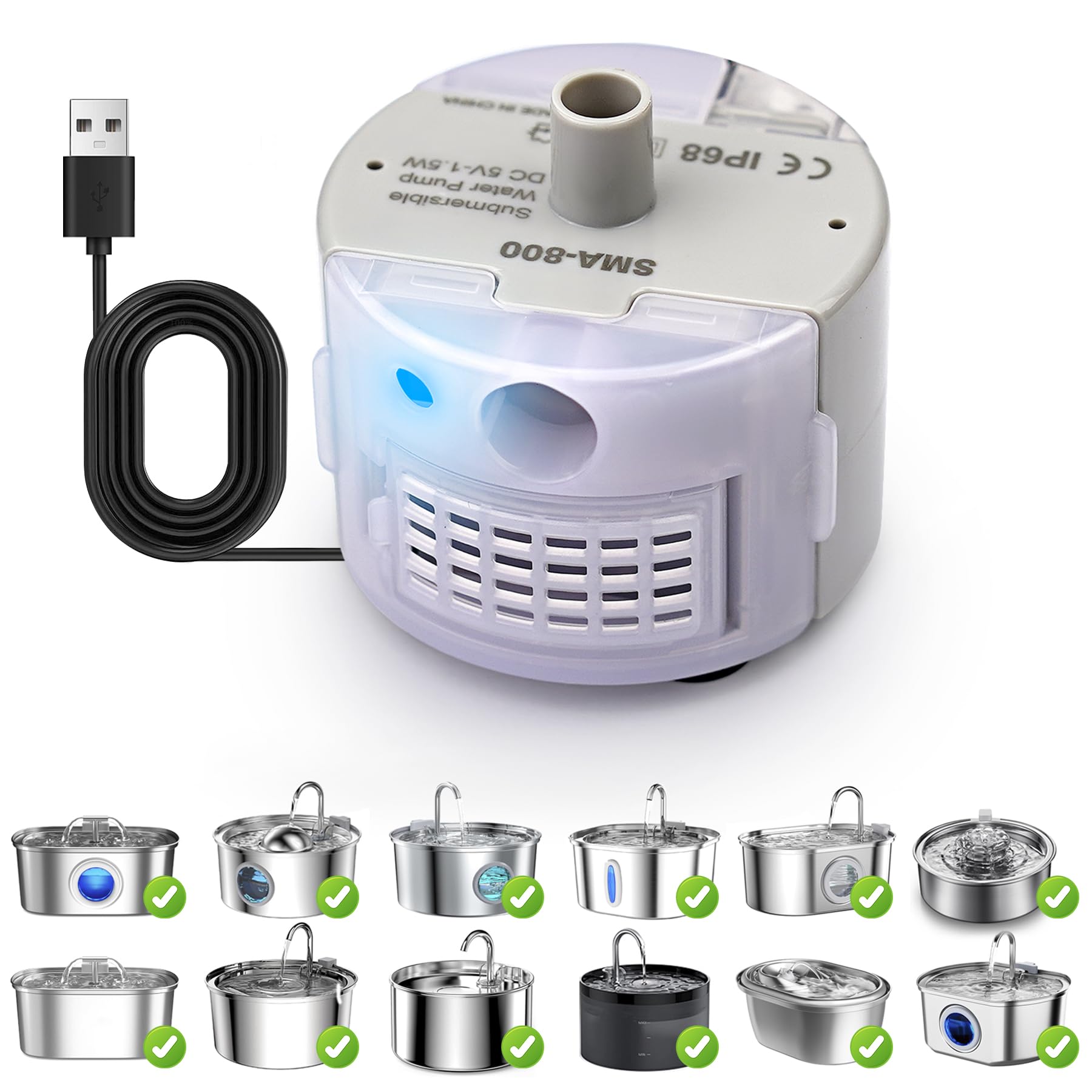 Pompe OYES pour fontaine chat SMA-800, remplace facilement votre pompe existante.