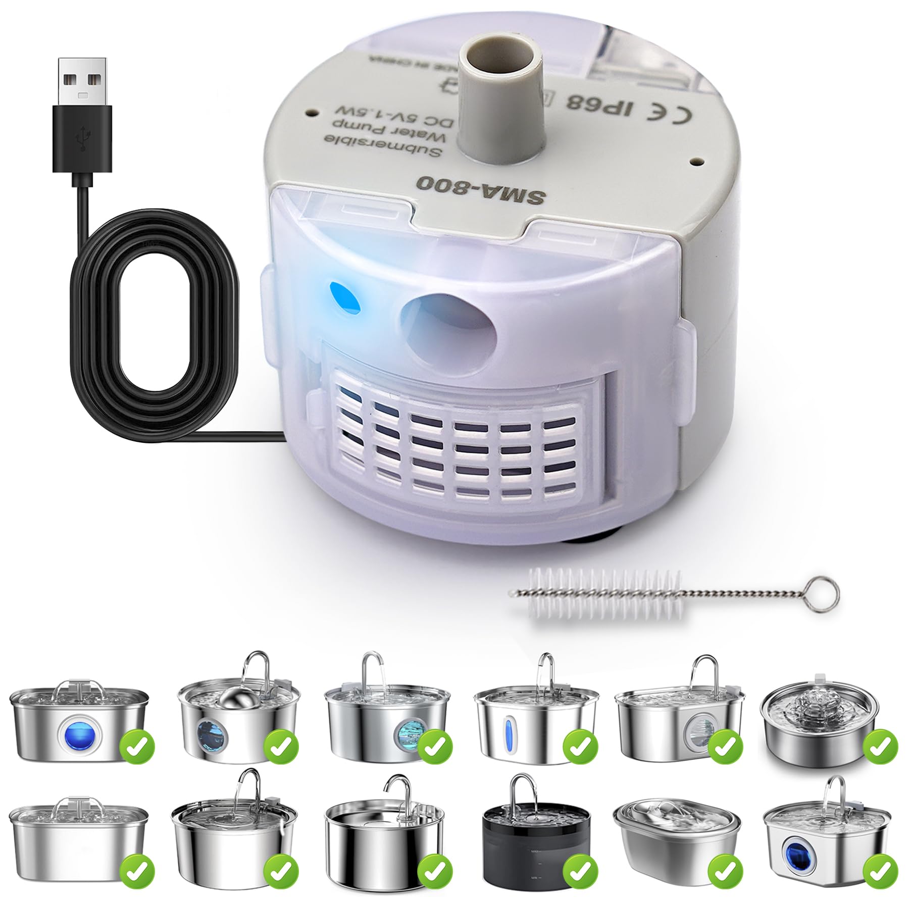 Pompe OYES SMA-800, compatibilité et fonctionnement silencieux pour fontaine.