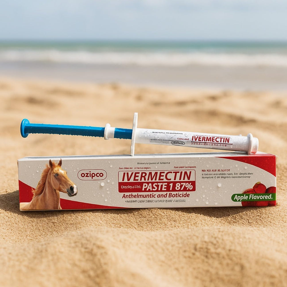 OZIPCO étiquette produit ivermectine cheval – instructions claires pour le dosage.