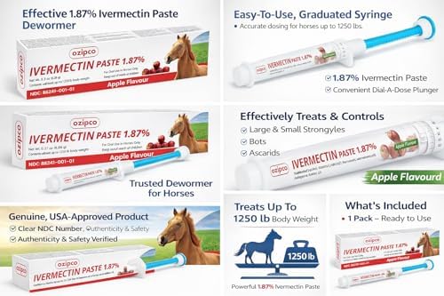 OZIPCO Ivermectine cheval, dosage quotidien pratique à domicile.