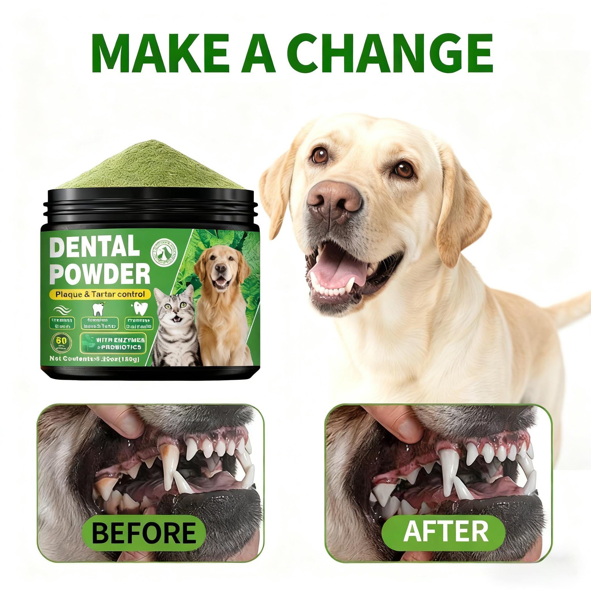 OZOXOO poudre dentaire chien dosage simple pour routine quotidienne.