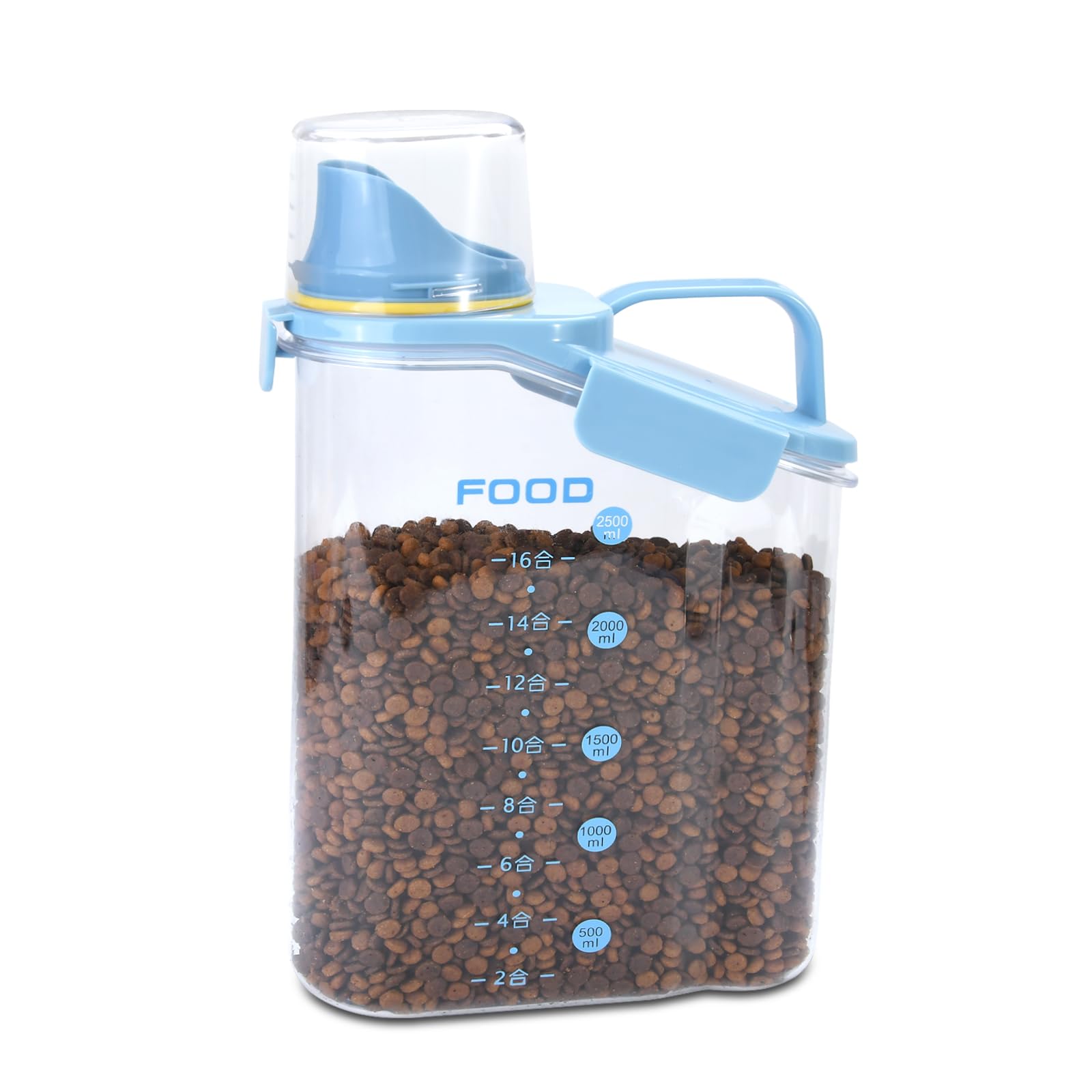 P-ZOONPE Conteneur alimentation chien bleu, transportable et pratique.