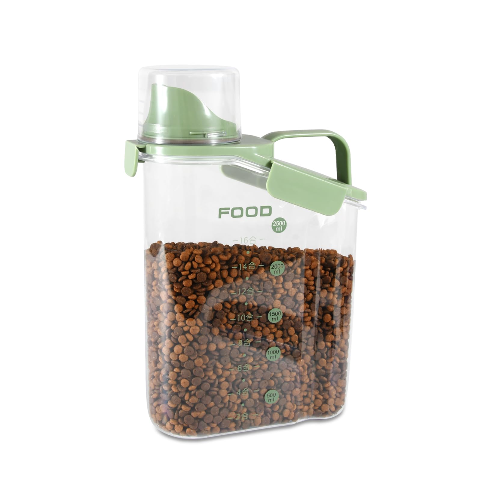 P-ZOONPE Conteneur alimentaire pour animaux avec ouverture visible facilitant le remplissage et le rangement.