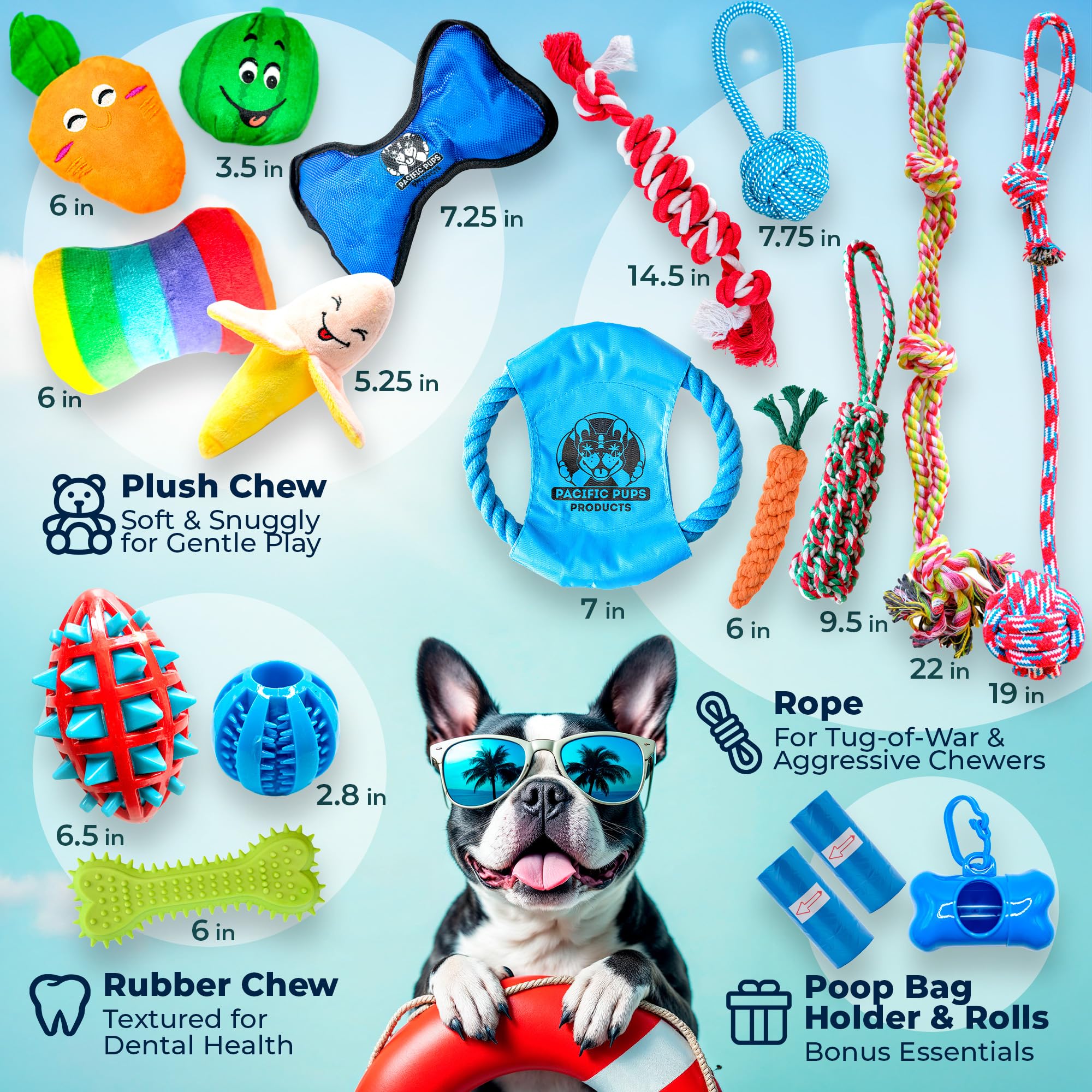 Pacific Pups jouets mordillages pour chiots – idéal pour les dents en pleine croissance.