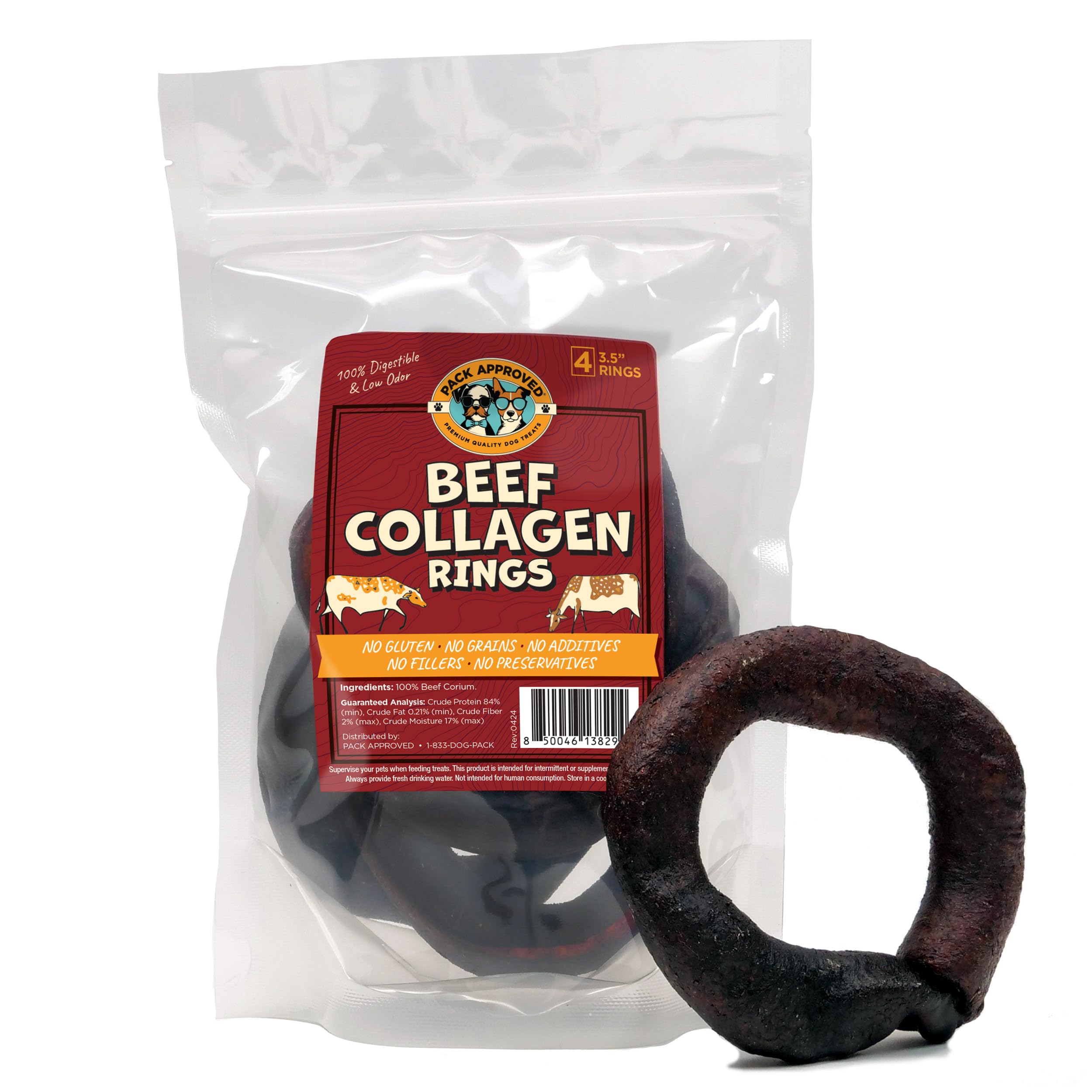 Pack Approved anneaux collagène boeuf, dentaires, 3-5 pouces, aide au nettoyage des dents
