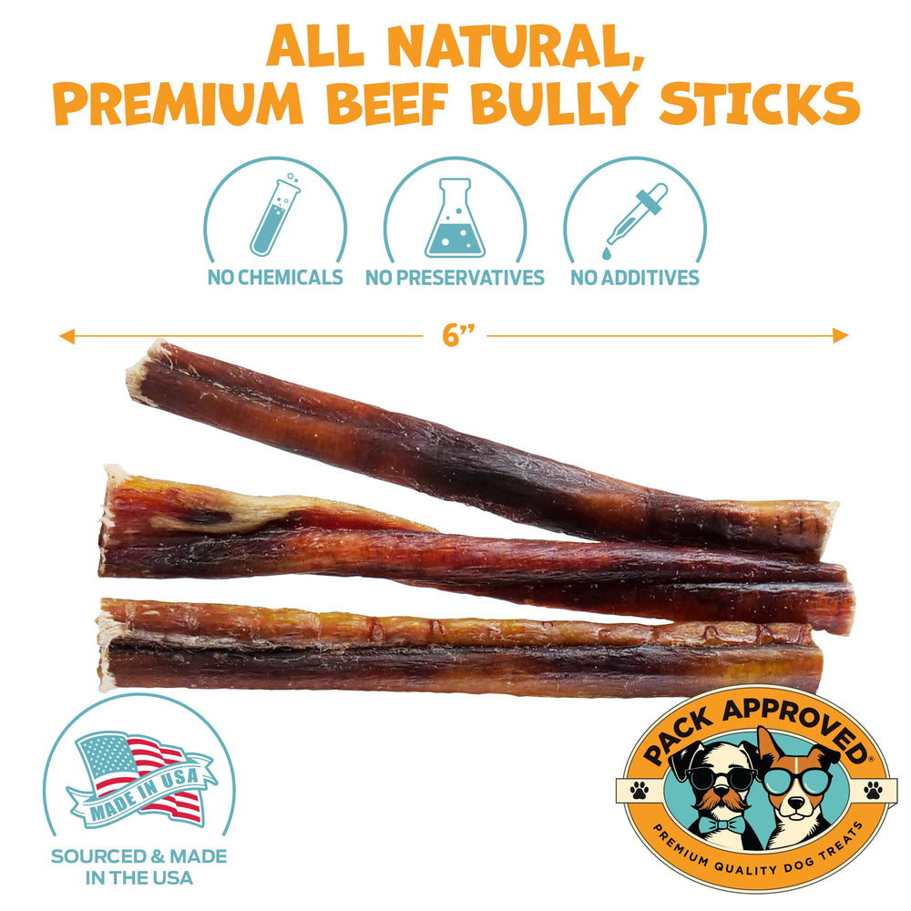 Pack Approved bâton bully boeuf 6 pouces – friandise naturelle pour chien moyen