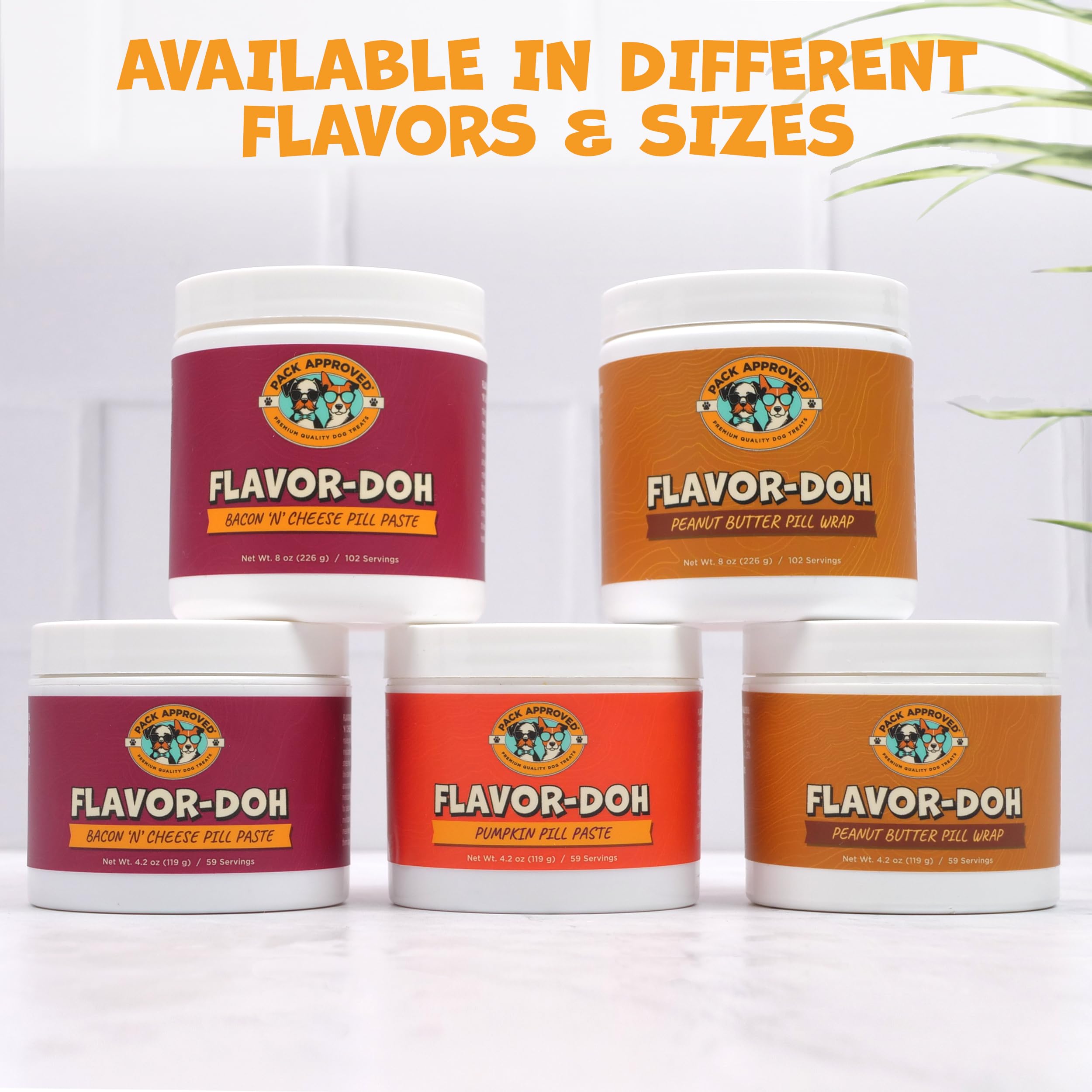 Pâte Flavor-Doh adaptable à différentes tailles de pilules.