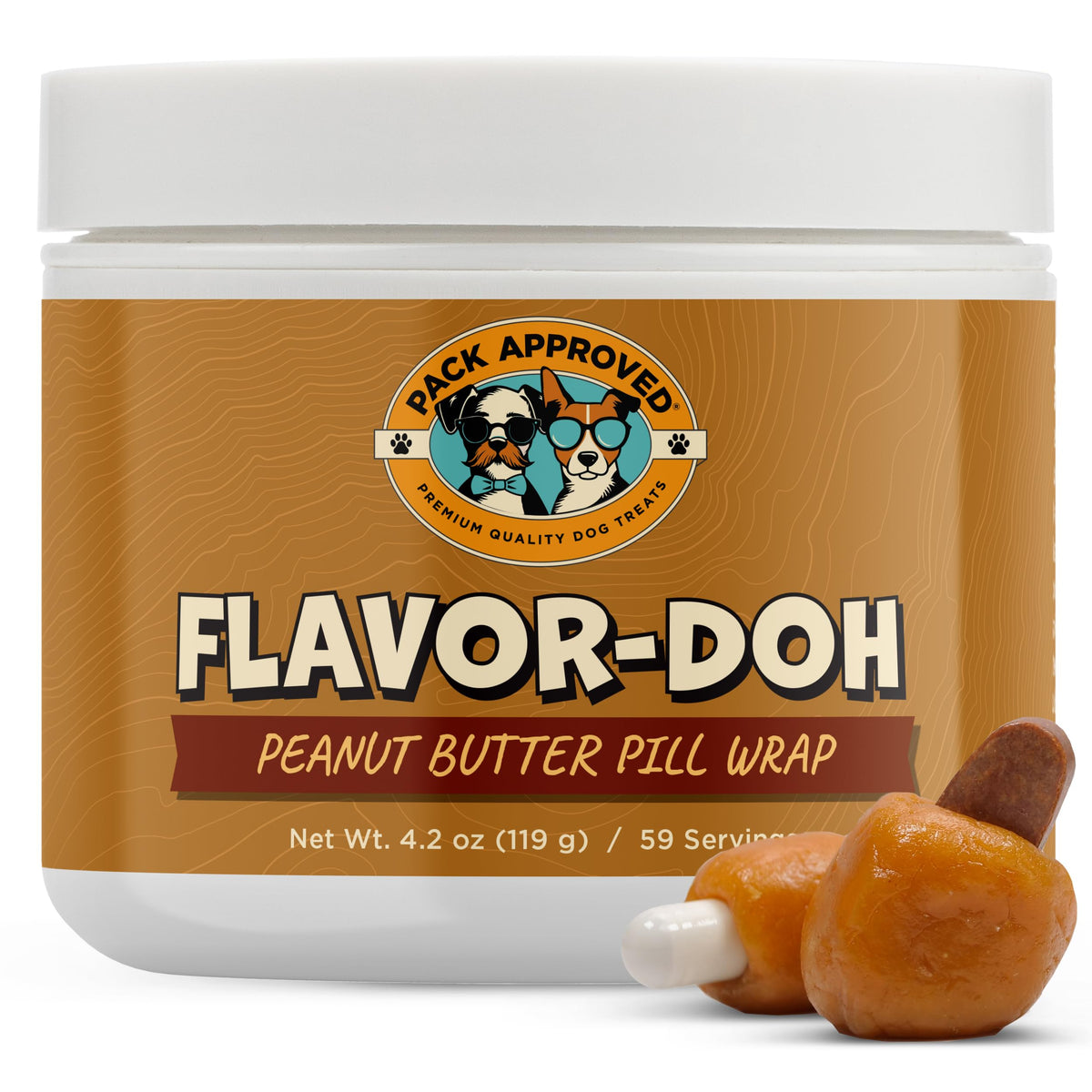 Flavor-Doh Pack Approved enveloppe pilule chien pour une administration simplifiée.