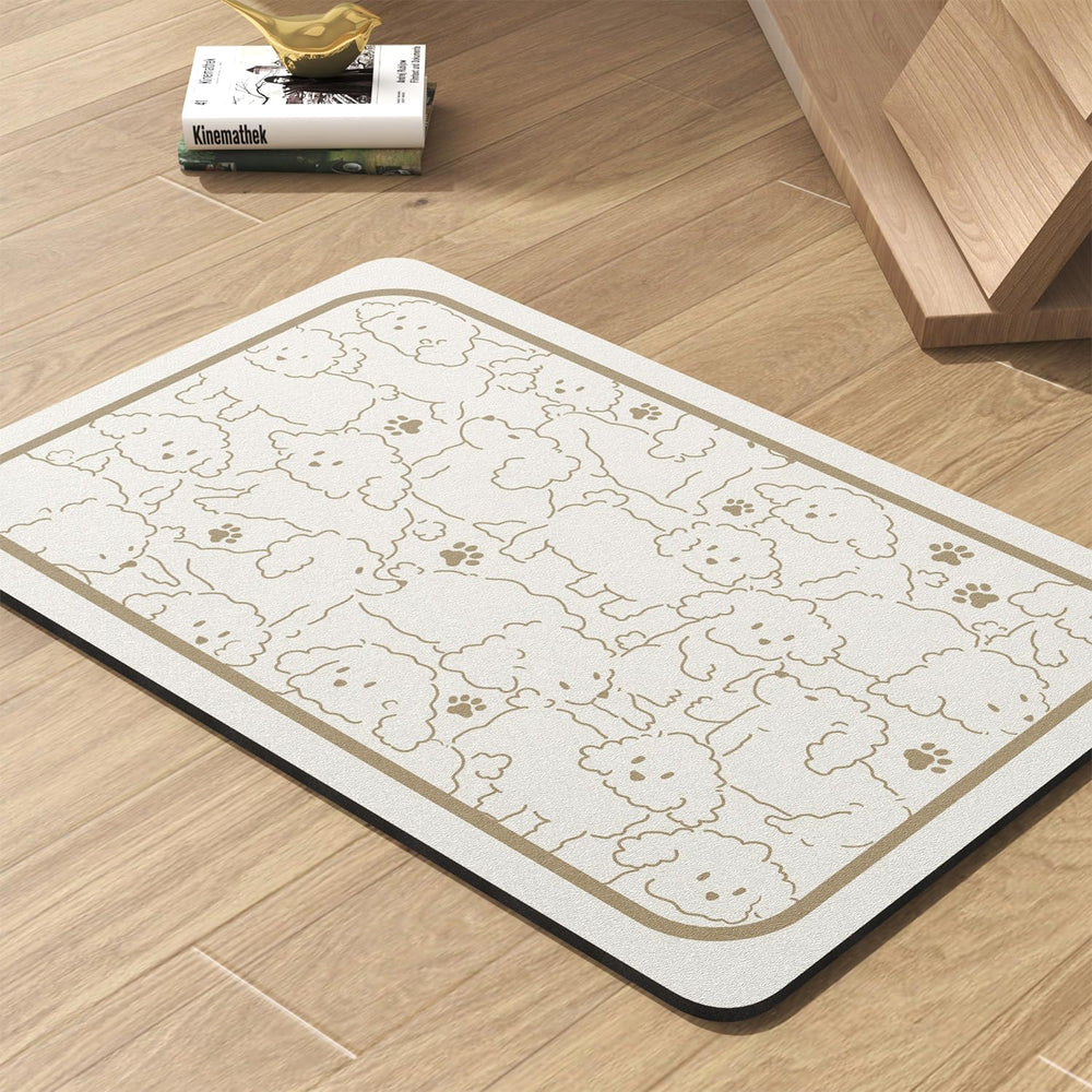 Tapis d’alimentation absorbant PADOOR pour chien, capte les liquides et garde l’espace propre.