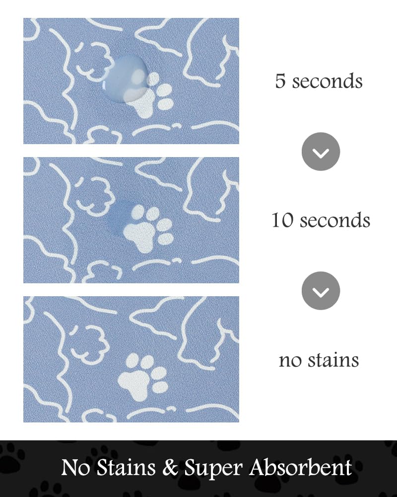 Tapis séchage rapide PADOOR autour des gamelles après le repas.